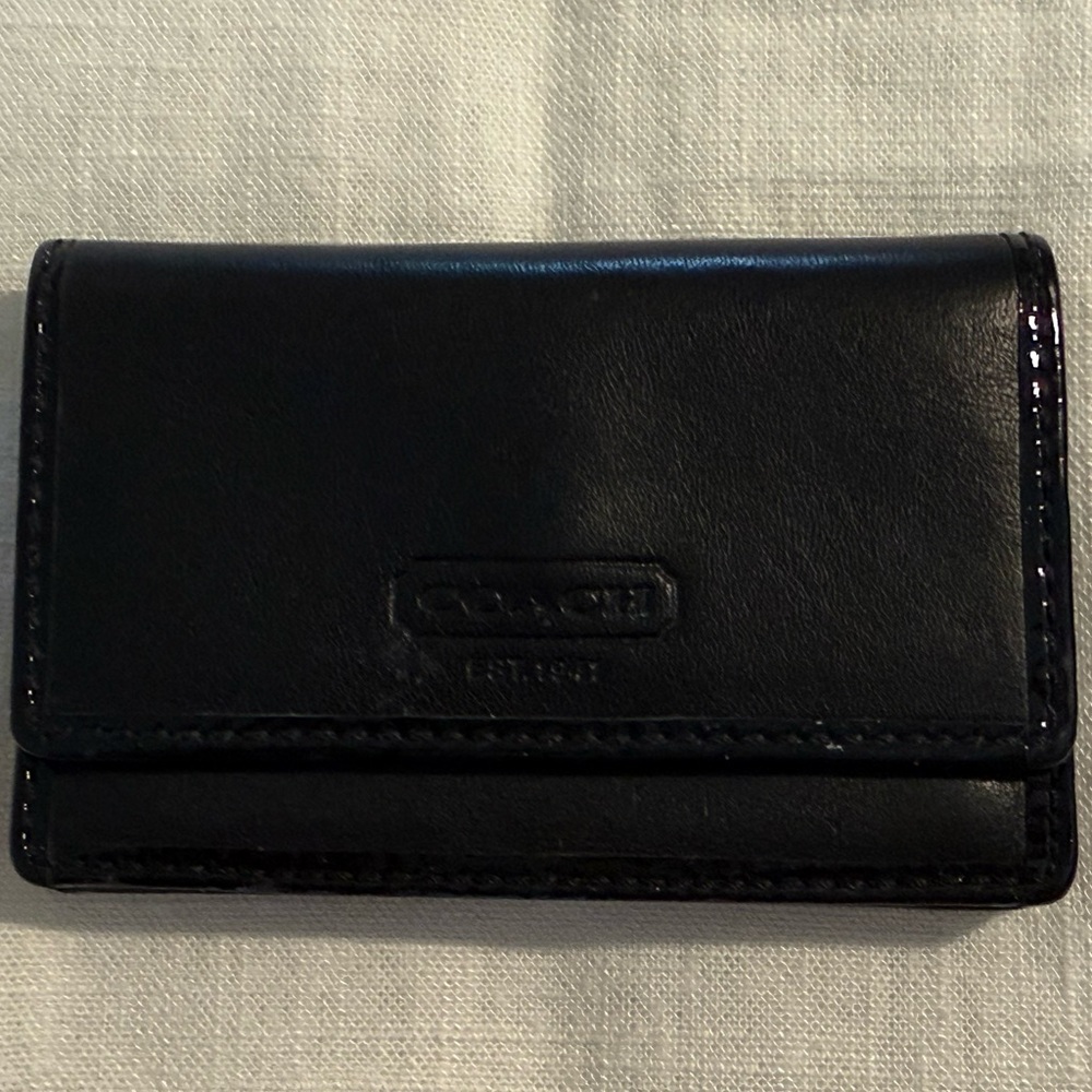 Coach Midnight Black Leather Business Card Holder